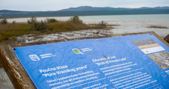 Educational trail board at Vransko Jezero