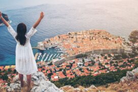 Scenic view of Croatia's Adriatic coast with historic seaside town